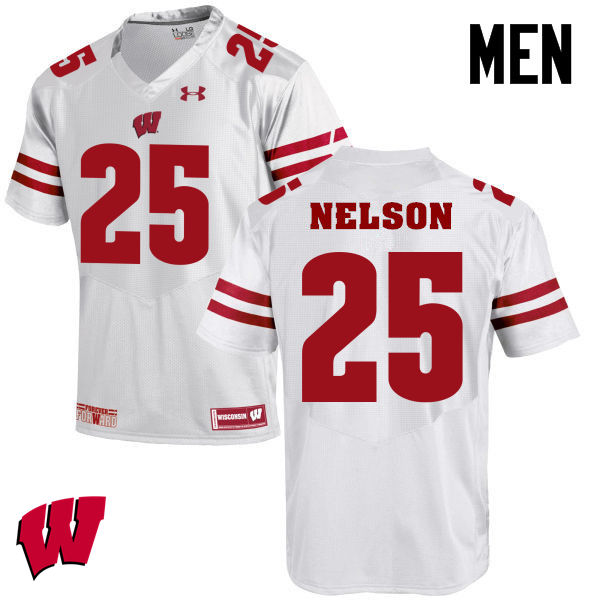Men Winsconsin Badgers #25 Scott Nelson College Football Jerseys-White
